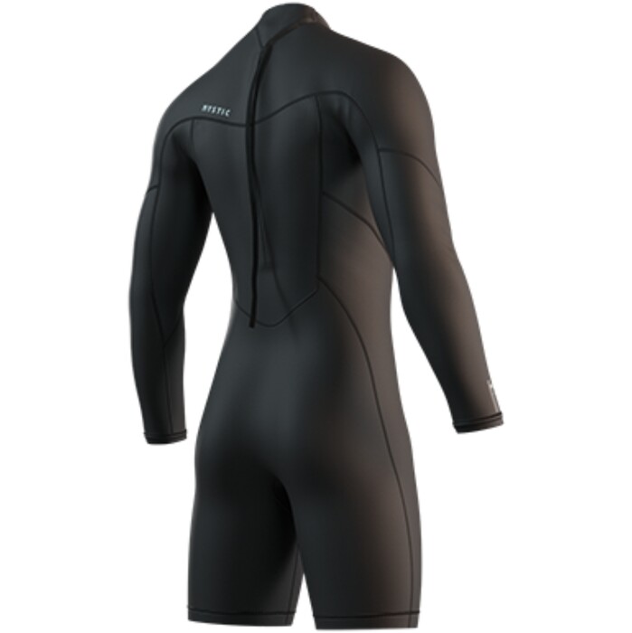 2025 Mystic Mens Brand 3/2mm Long Arm Back Zip Flatlock Shorty Wetsuit 35000.250034 - Black